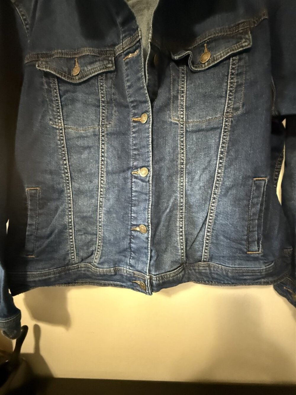 Ava & Viv Jean Jacket Gold-tone Buttons Dark Wash Women's Size 2X - Picture 2 of 11